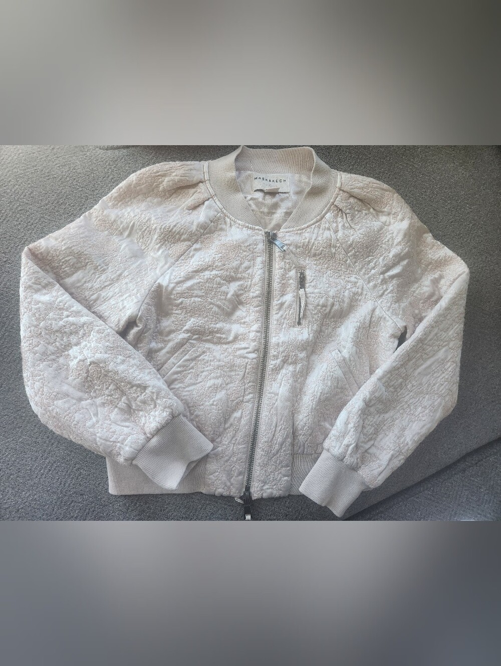 Pale Pink Marrakech Quilted Bomber Jacket XS